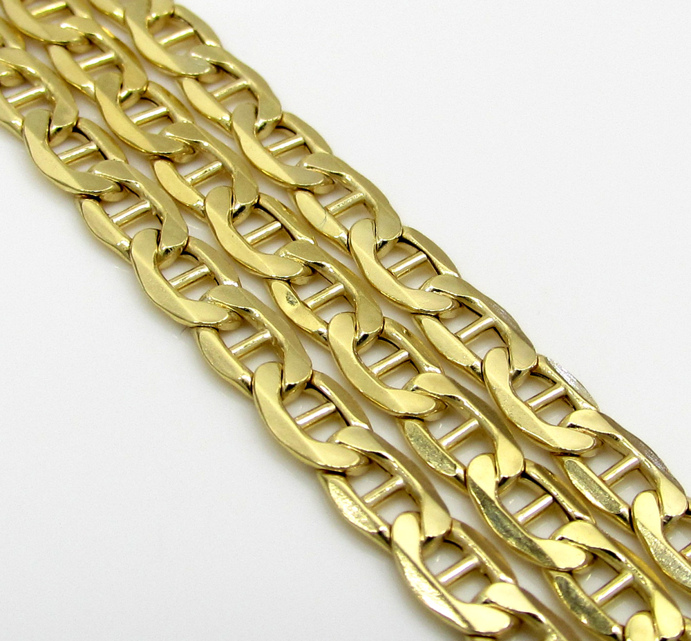 10k yellow gold skinny puffed mariner chain 20-26 inch 3.5mm 