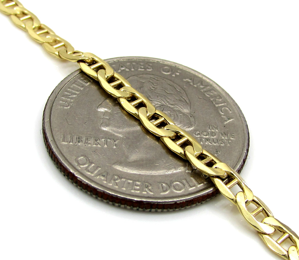 10k yellow gold skinny puffed mariner chain 20-26 inch 3.5mm 