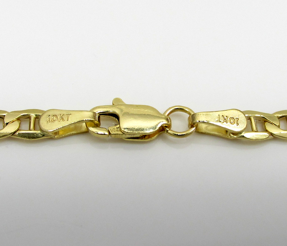 10k yellow gold skinny puffed mariner chain 20-26 inch 3.5mm 