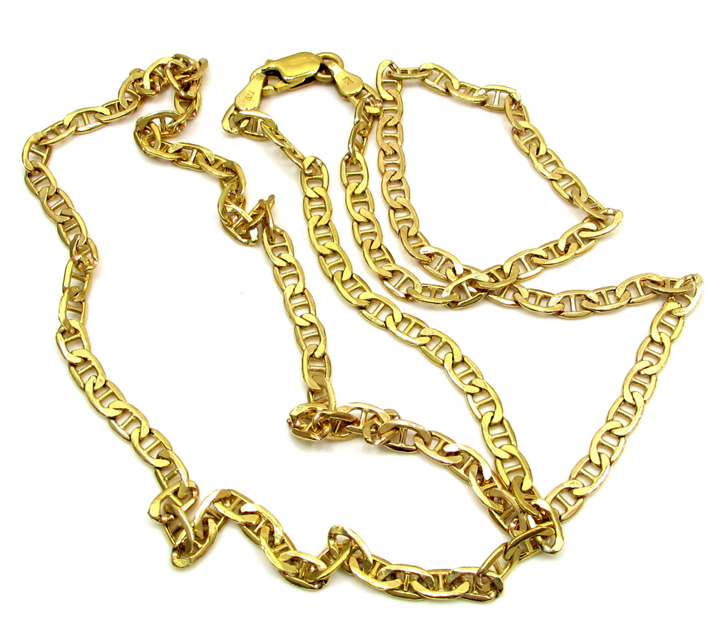 10k yellow gold skinny puffed mariner chain 20-26 inch 3.5mm  - Image 5