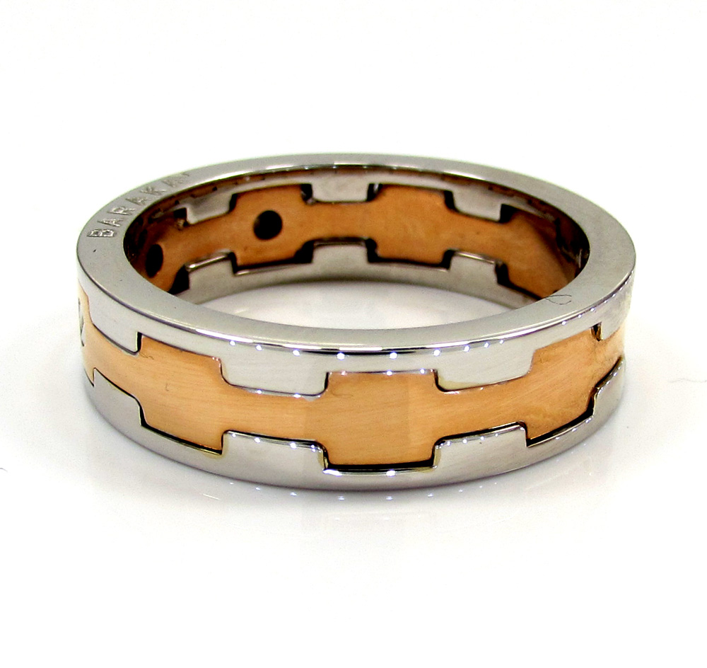 Mens baraka 18k white & rose gold screw ring - Image 2