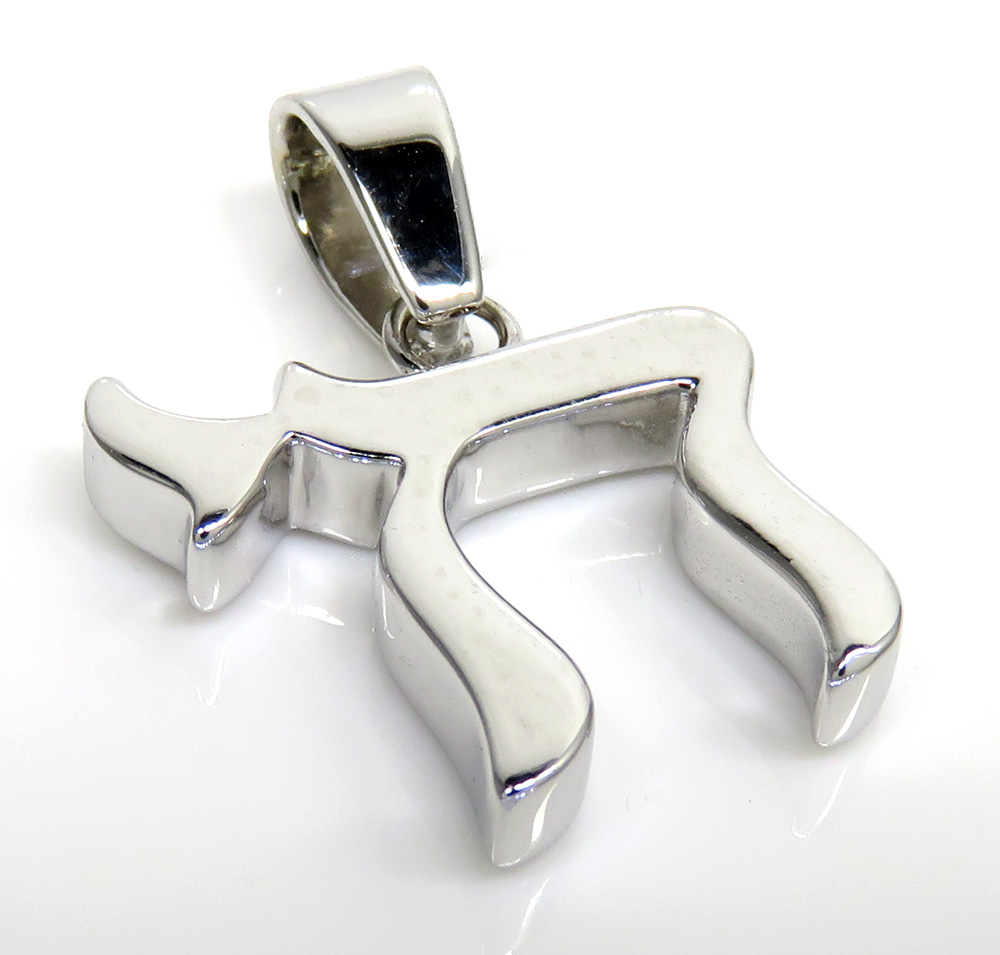 14k yellow gold 3d solid jewish chai pendant .09ct