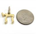 14k yellow gold 3d solid jewish chai pendant .09ct