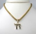 14k yellow gold 3d solid jewish chai pendant .09ct