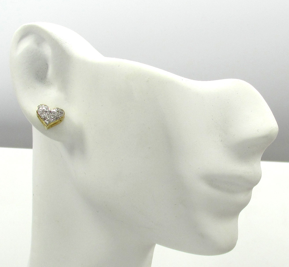 10k yellow and white gold mini ladies heart earrings 0.23ct - Image 5
