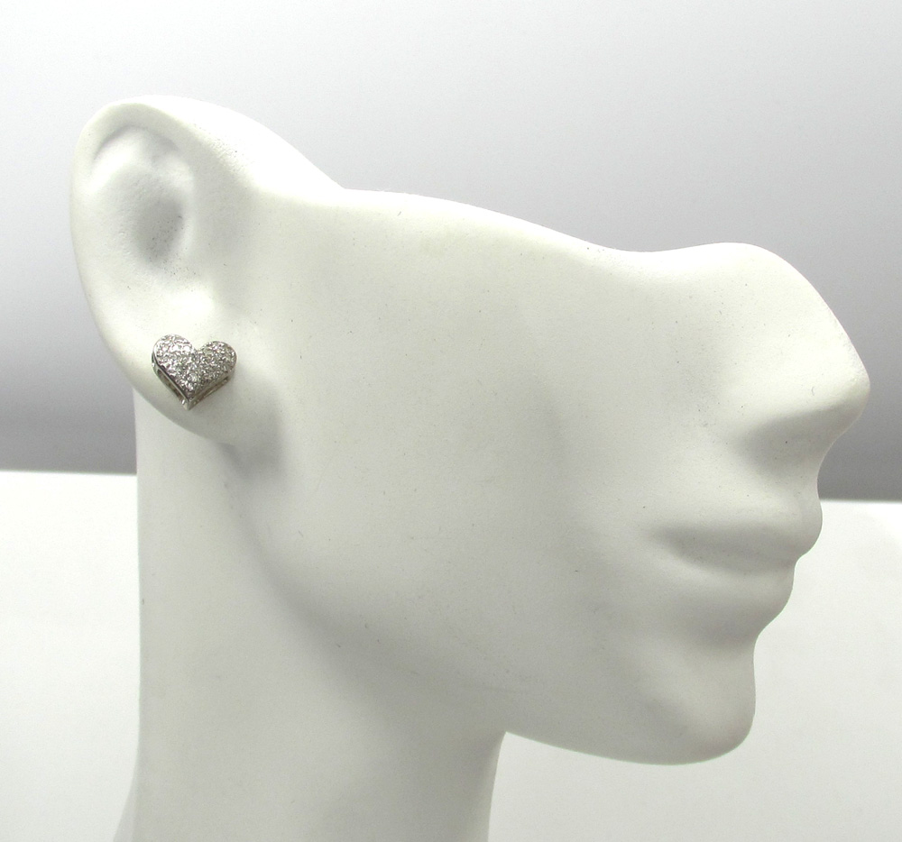 10k yellow and white gold mini ladies heart earrings 0.23ct - Image 6
