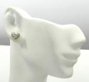 10k yellow and white gold mini ladies heart earrings 0.23ct