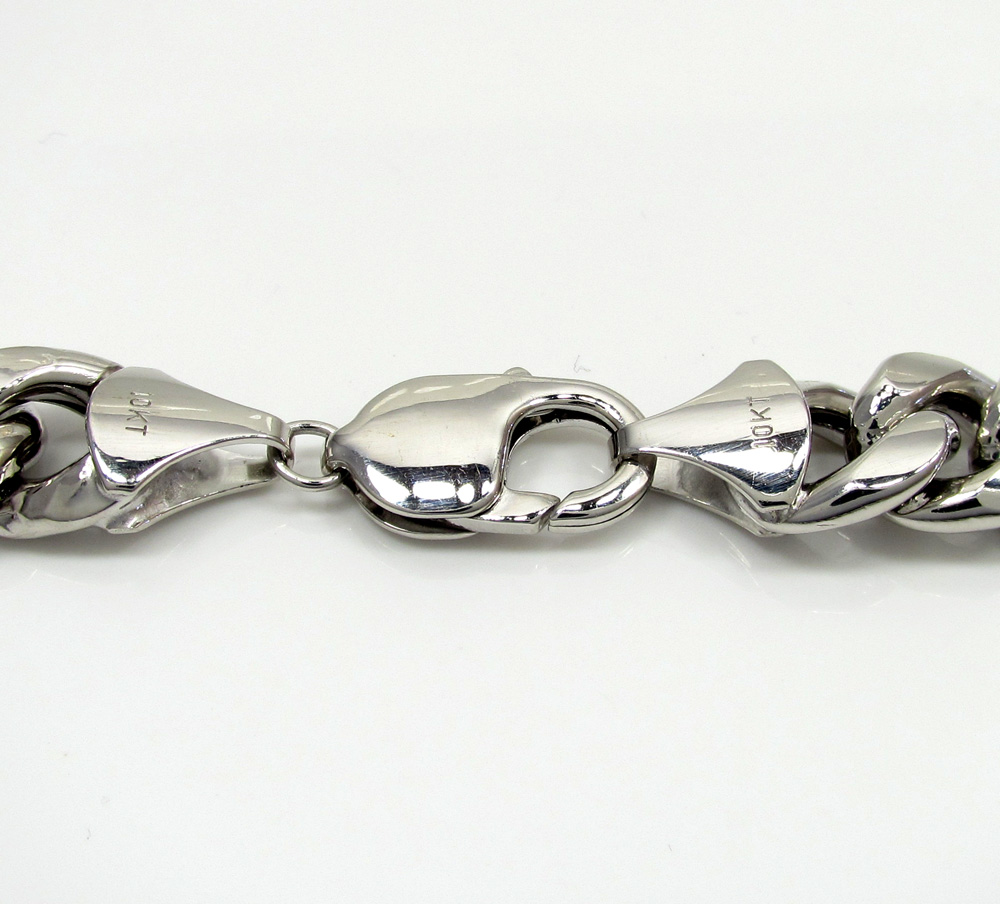 10k white gold thick hollow puffed miami chain 26-30 inch 11mm