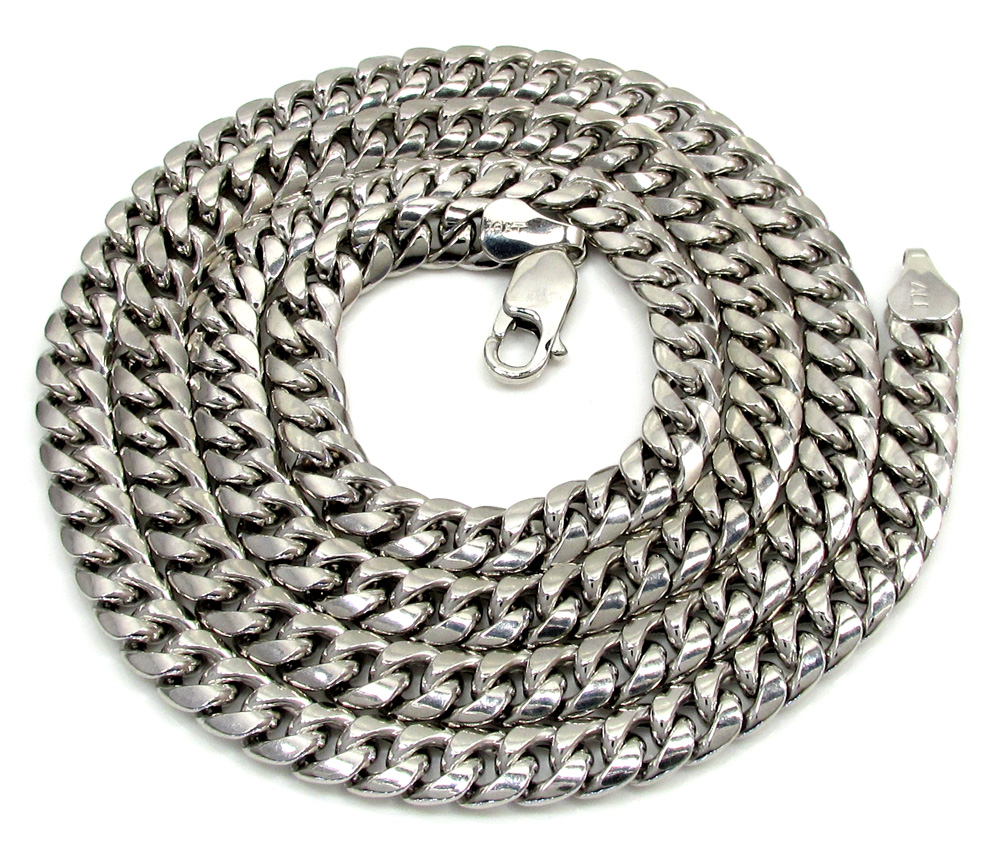 10k white gold hollow puffed miami chain 24-30 inch 6mm - Image 2