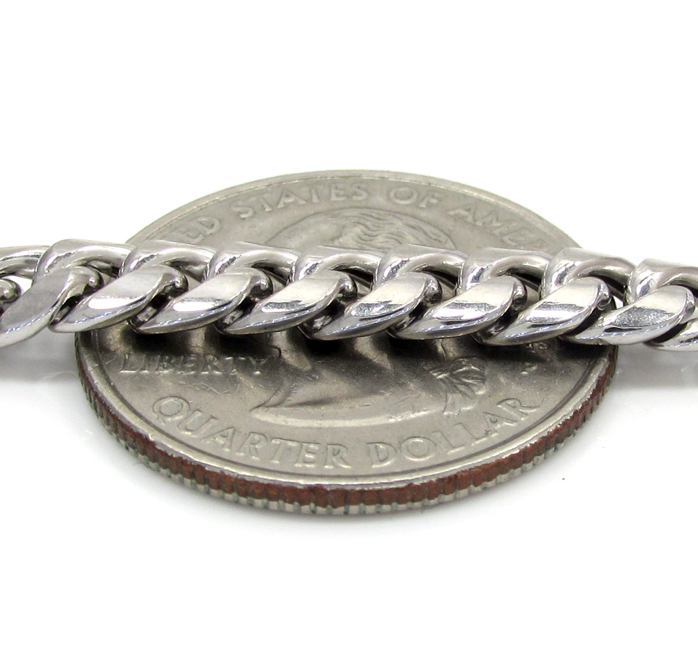 10k white gold hollow puffed miami chain 24-30 inch 6mm - Image 3