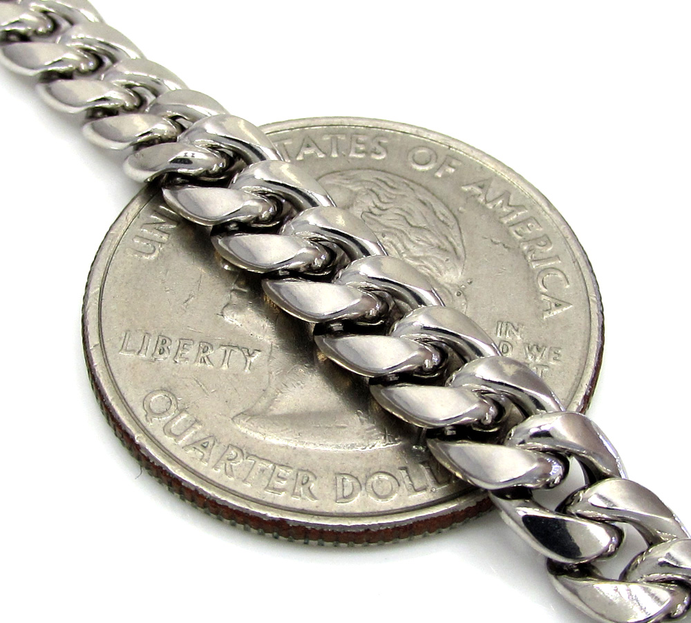 10k white gold hollow puffed miami chain 24-30 inch 6mm