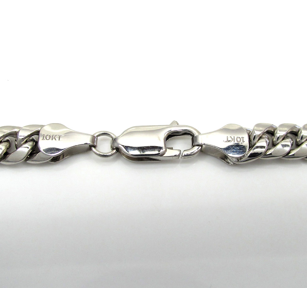 10k white gold hollow puffed miami chain 24-30 inch 6mm