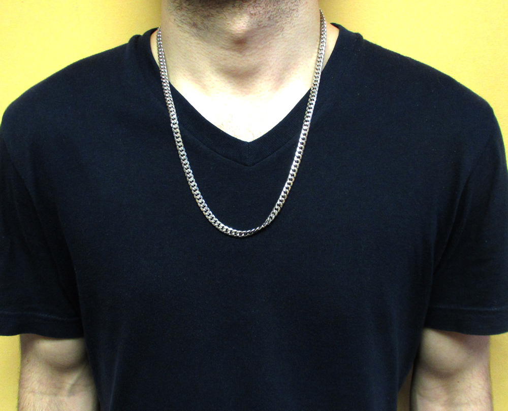 10k white gold hollow puffed miami chain 24-30 inch 6mm - Image 7