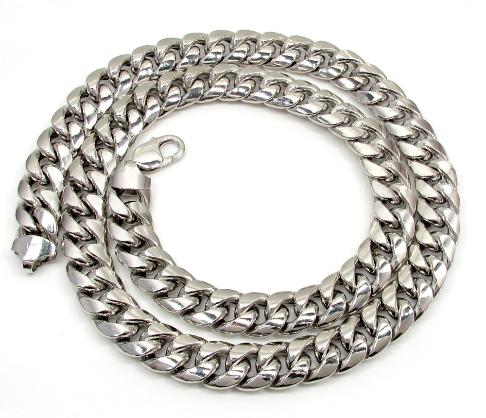 10k white gold super thick hollow puffed miami chain 26-30 inch 13mm - Image 2