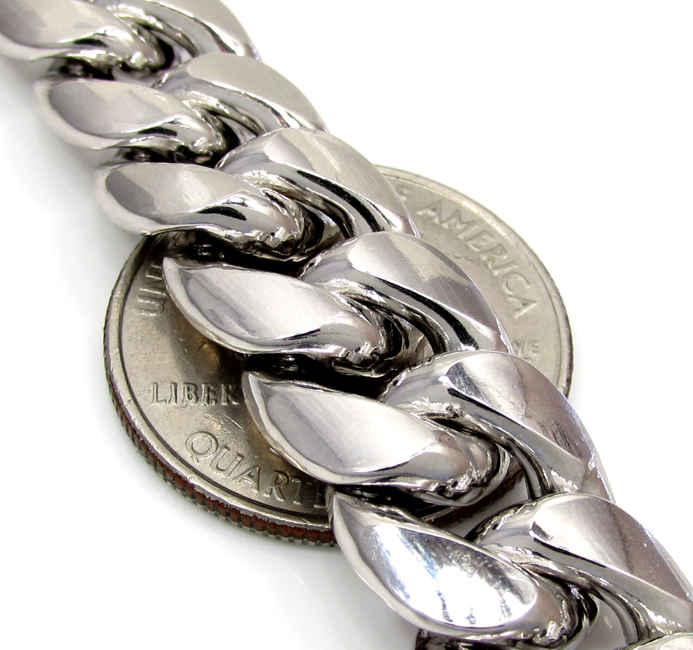 10k white gold super thick hollow puffed miami chain 26-30 inch 13mm - Image 3