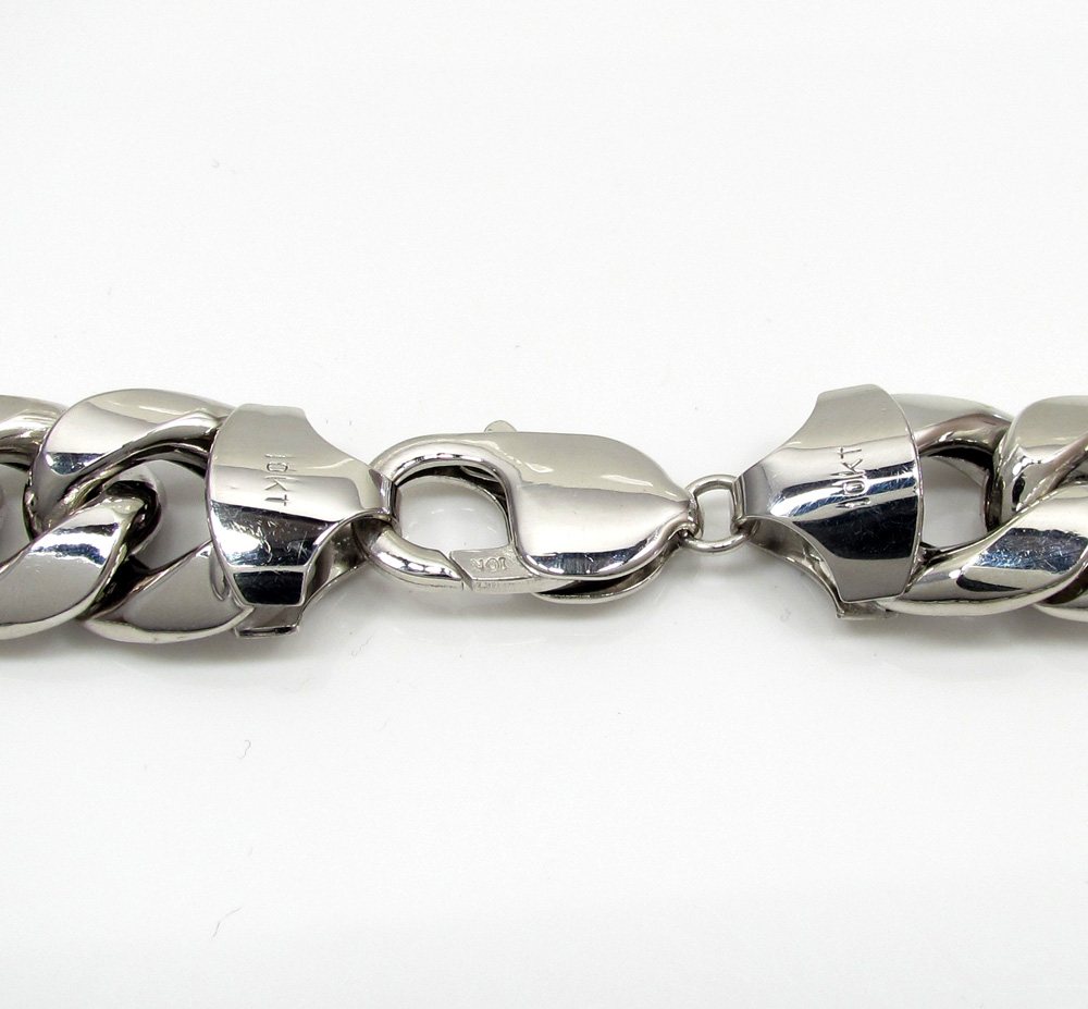 10k white gold super thick hollow puffed miami chain 26-30 inch 13mm
