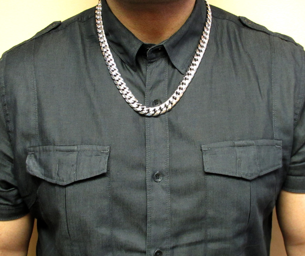 10k white gold super thick hollow puffed miami chain 26-30 inch 13mm - Image 6