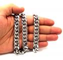 10k white gold super thick hollow puffed miami chain 26-30 inch 13mm