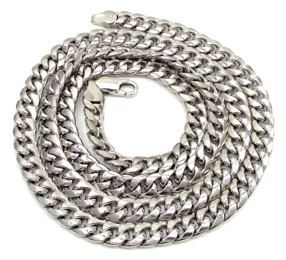 10k white gold hollow puffed miami chain 20-26 inch 6.7mm