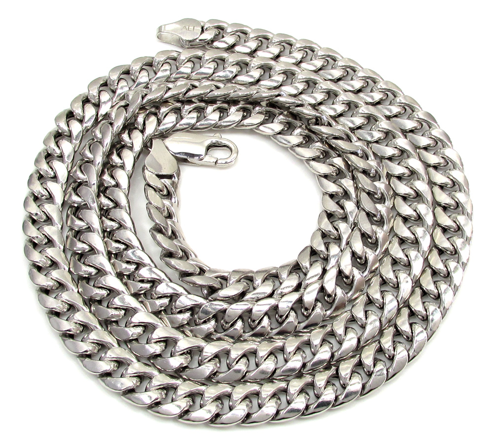 10k white gold hollow puffed miami chain 20-26 inch 6.7mm - Image 2
