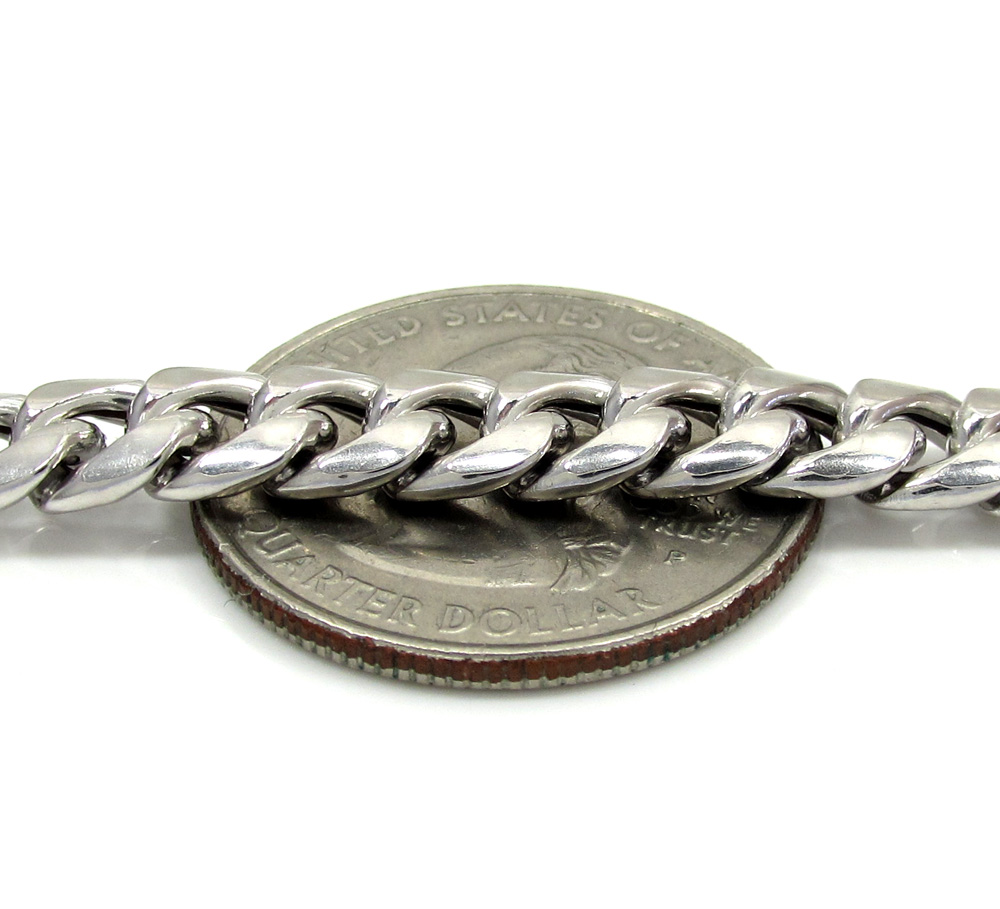 10k white gold hollow puffed miami chain 20-26 inch 6.7mm