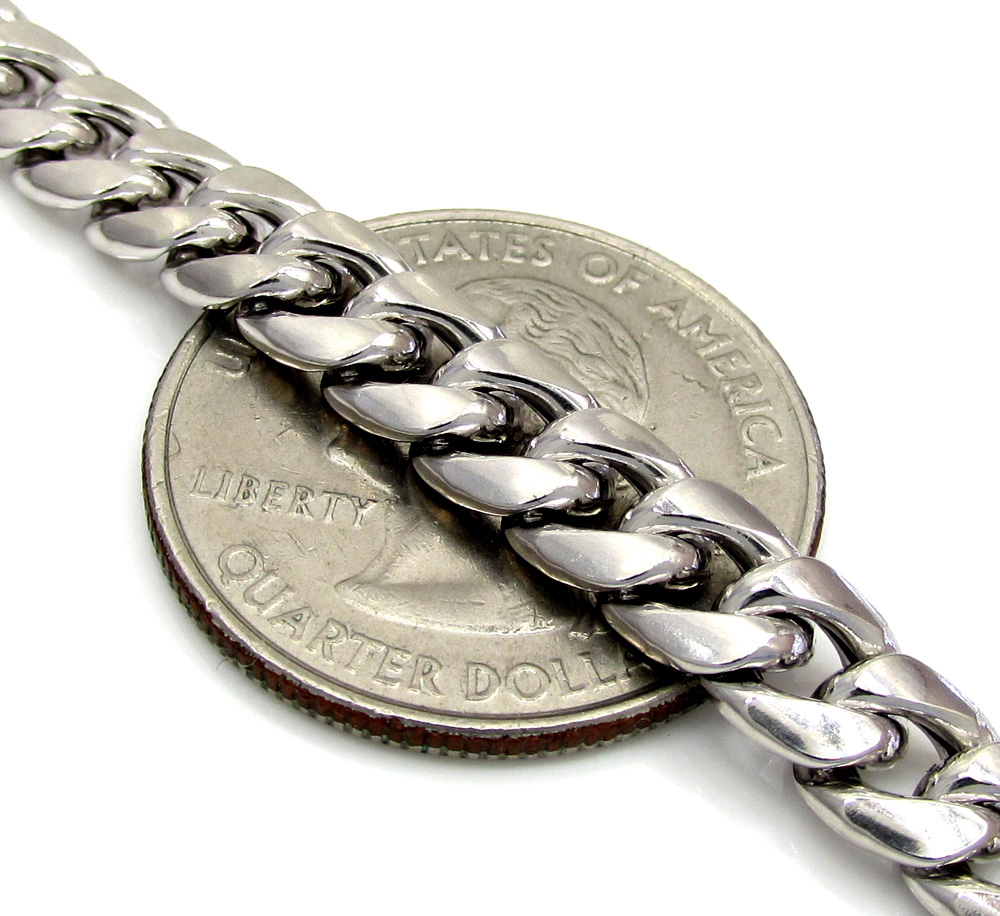 10k white gold hollow puffed miami chain 20-26 inch 6.7mm