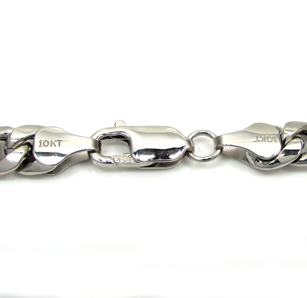 10k white gold hollow puffed miami chain 20-26 inch 6.7mm