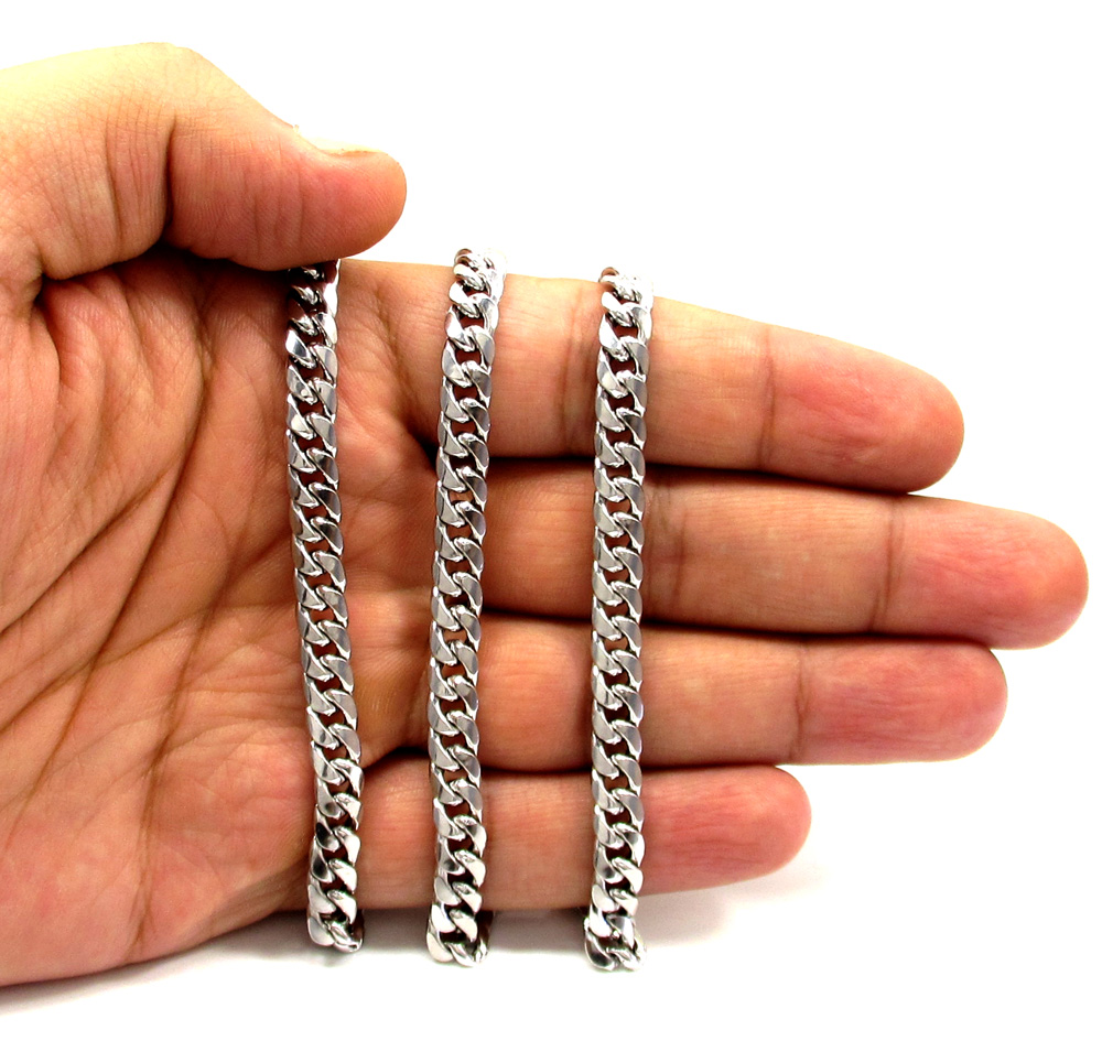 10k white gold hollow puffed miami chain 20-26 inch 6.7mm