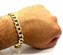 10k yellow gold thick diamond cut two tone cuban bracelet 9 inch 11mm