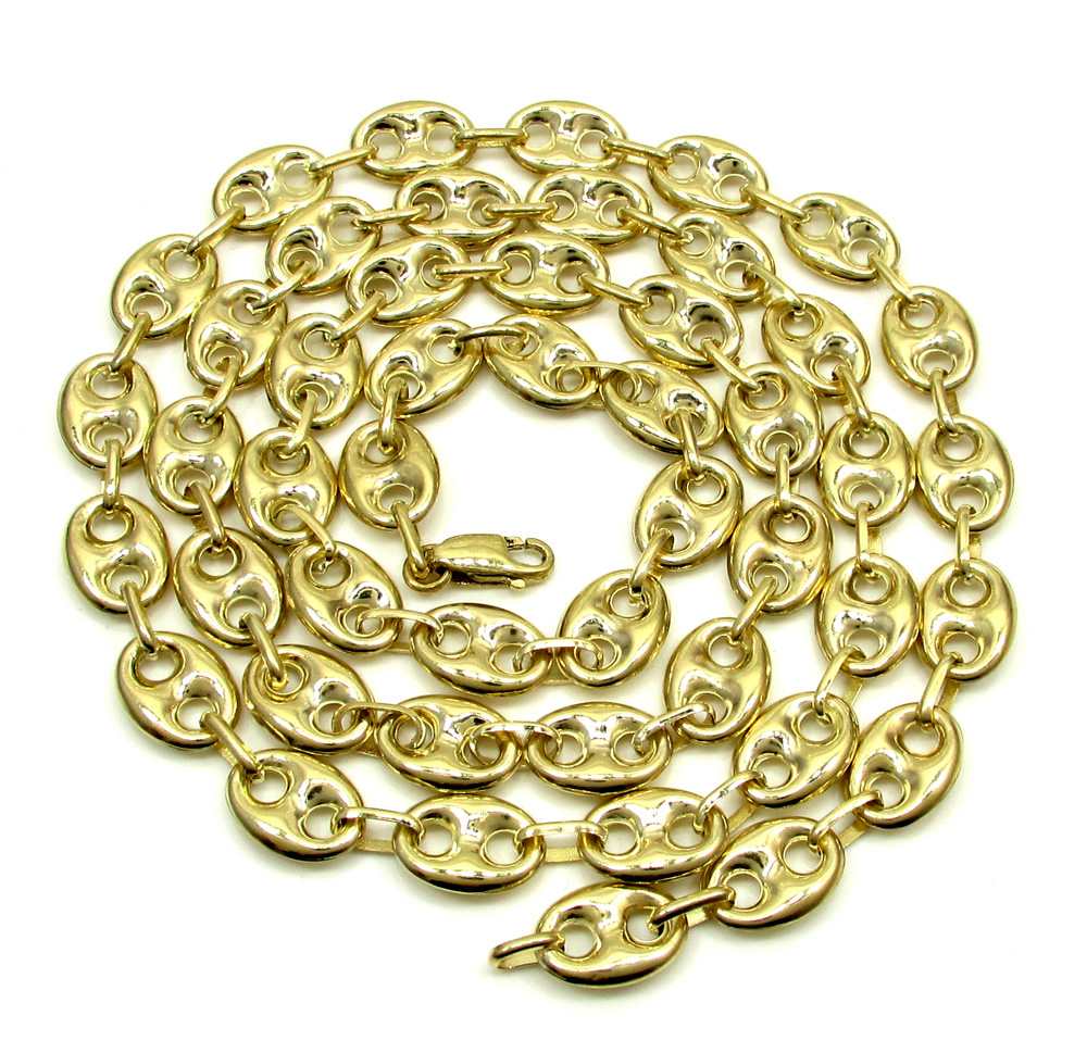 10k yellow gold puffed gucci hollow chain 28 inch 9mm