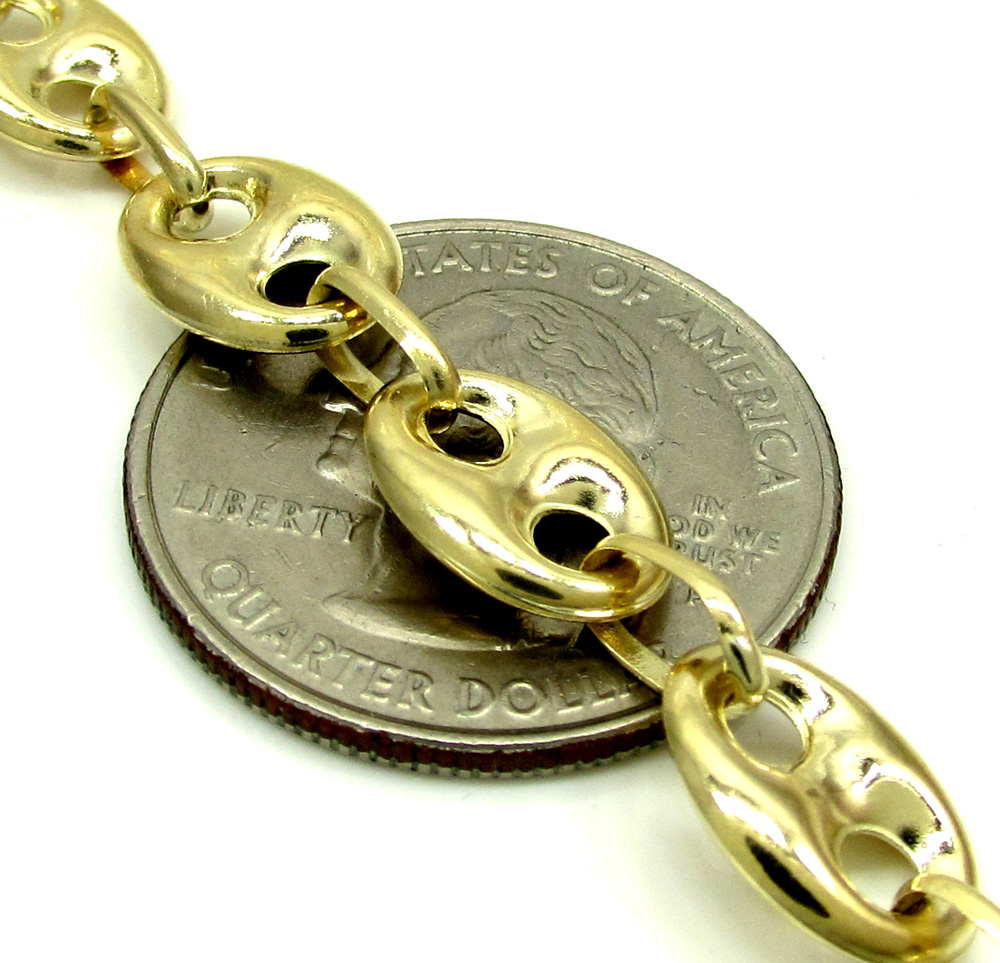 10k yellow gold puffed gucci hollow chain 28 inch 9mm - Image 3