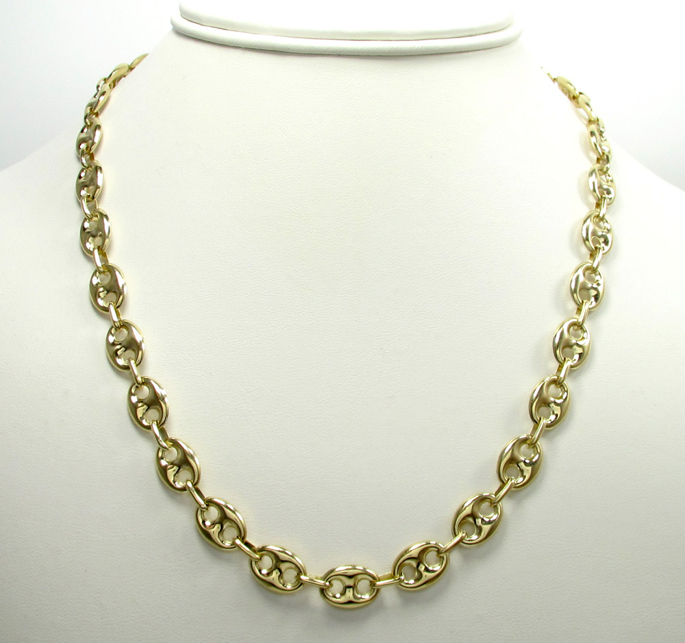 10k yellow gold puffed gucci hollow chain 28 inch 9mm