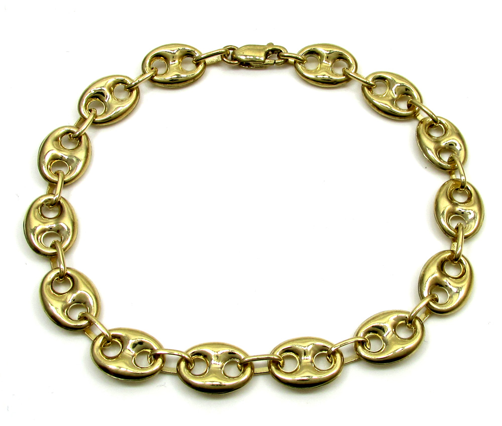 10k yellow gold puffed gucci hollow bracelet 8.5 inch 9mm