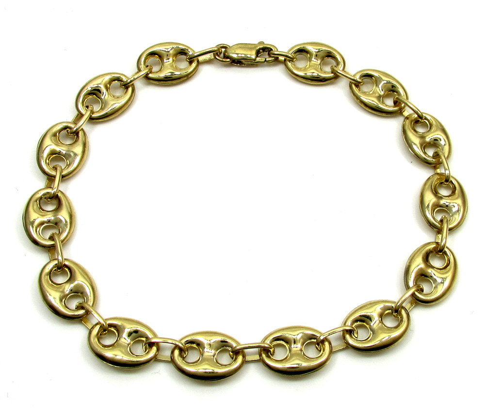 10k yellow gold puffed gucci hollow bracelet 8.5 inch 9mm - Image 2