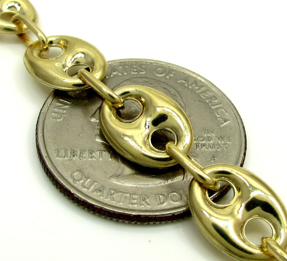 10k yellow gold puffed gucci hollow bracelet 8.5 inch 9mm - Image 4