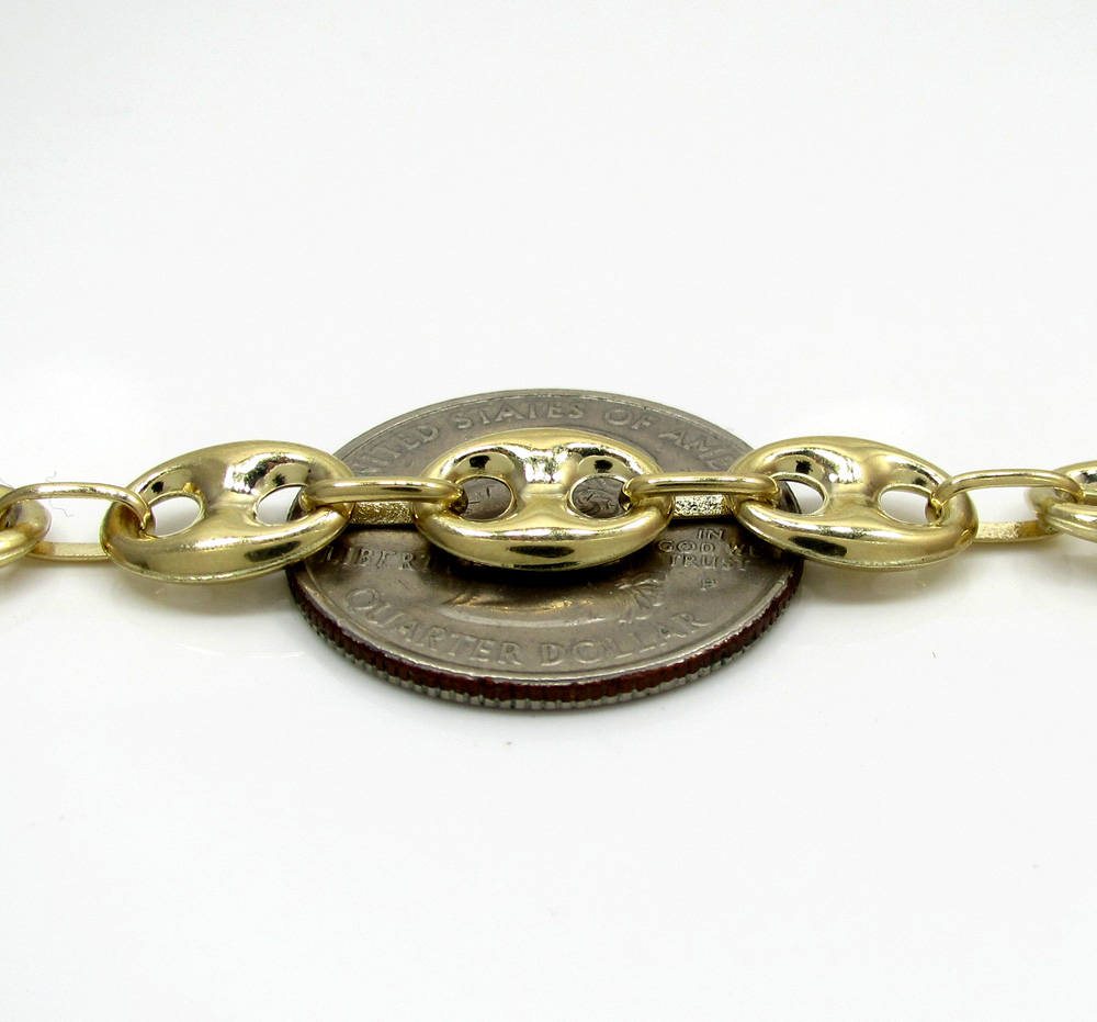 10k yellow gold puffed gucci hollow bracelet 8.5 inch 9mm