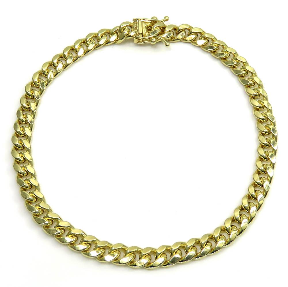 10k yellow gold hollow miami bracelet 8.50 inch 6mm