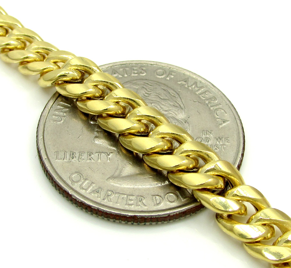 10k yellow gold hollow miami bracelet 8.50 inch 6mm