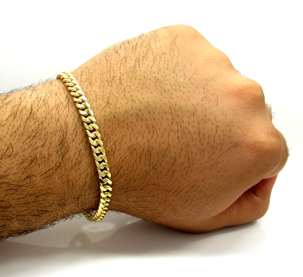 10k yellow gold hollow miami bracelet 8.50 inch 6mm