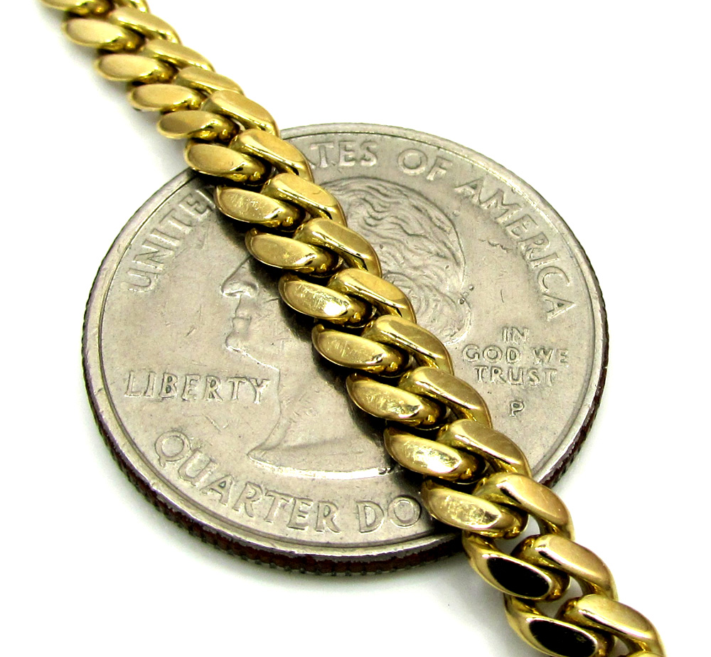 10k solid yellow gold skinny diamond miami bracelet 8.5 inch 5mm 2.01ct