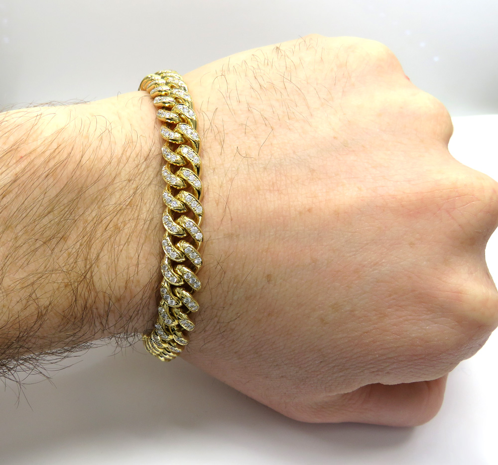 10k solid yellow gold thick diamond miami bracelet 8.50 inch 9mm 7.20ct - Image 5