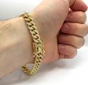 10k solid yellow gold thick diamond miami bracelet 8.50 inch 9mm 7.20ct