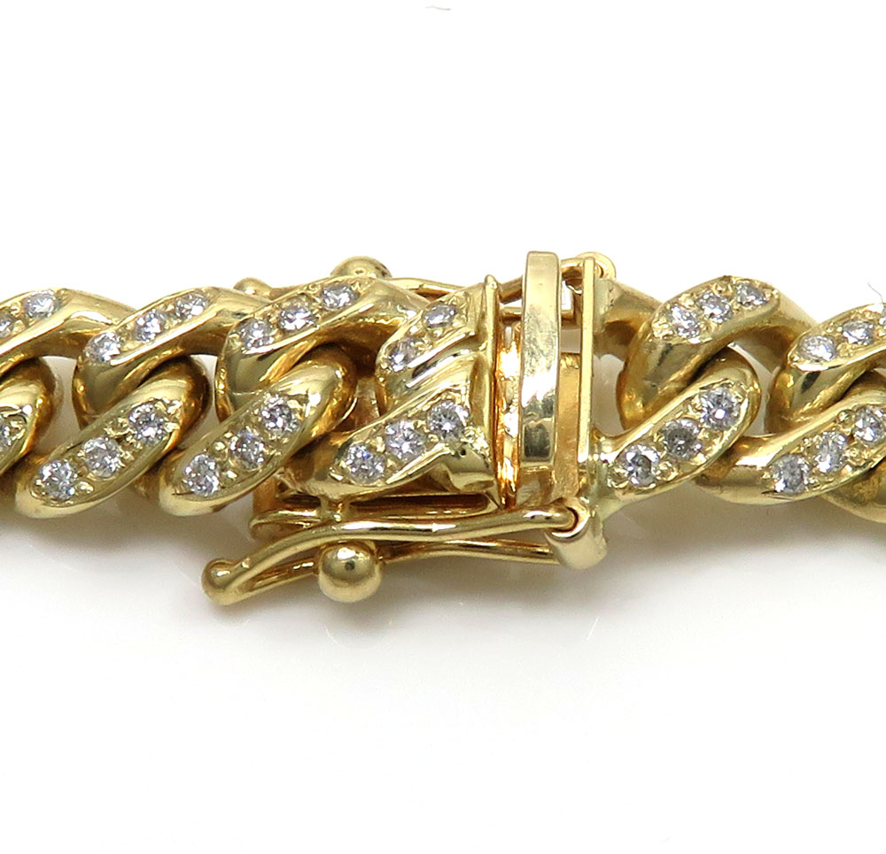 10k solid yellow gold diamond miami bracelet 8.5 inch 7mm 2.02ct - Image 3