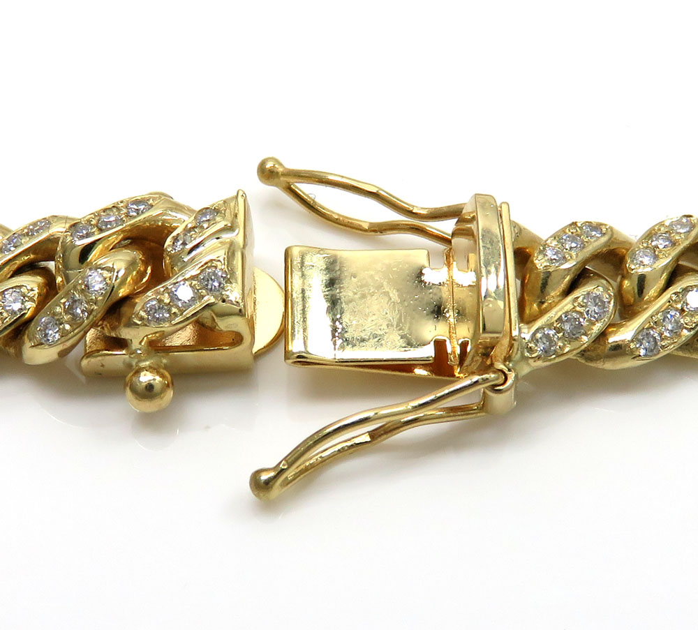 10k solid yellow gold diamond miami bracelet 8.5 inch 7mm 2.02ct