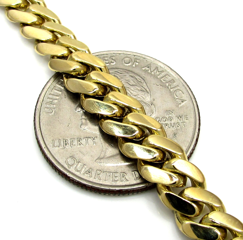 10k solid yellow gold diamond miami bracelet 8.5 inch 7mm 2.02ct