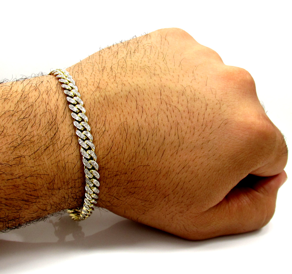 10k solid yellow gold diamond miami bracelet 8.5 inch 7mm 2.02ct - Image 7