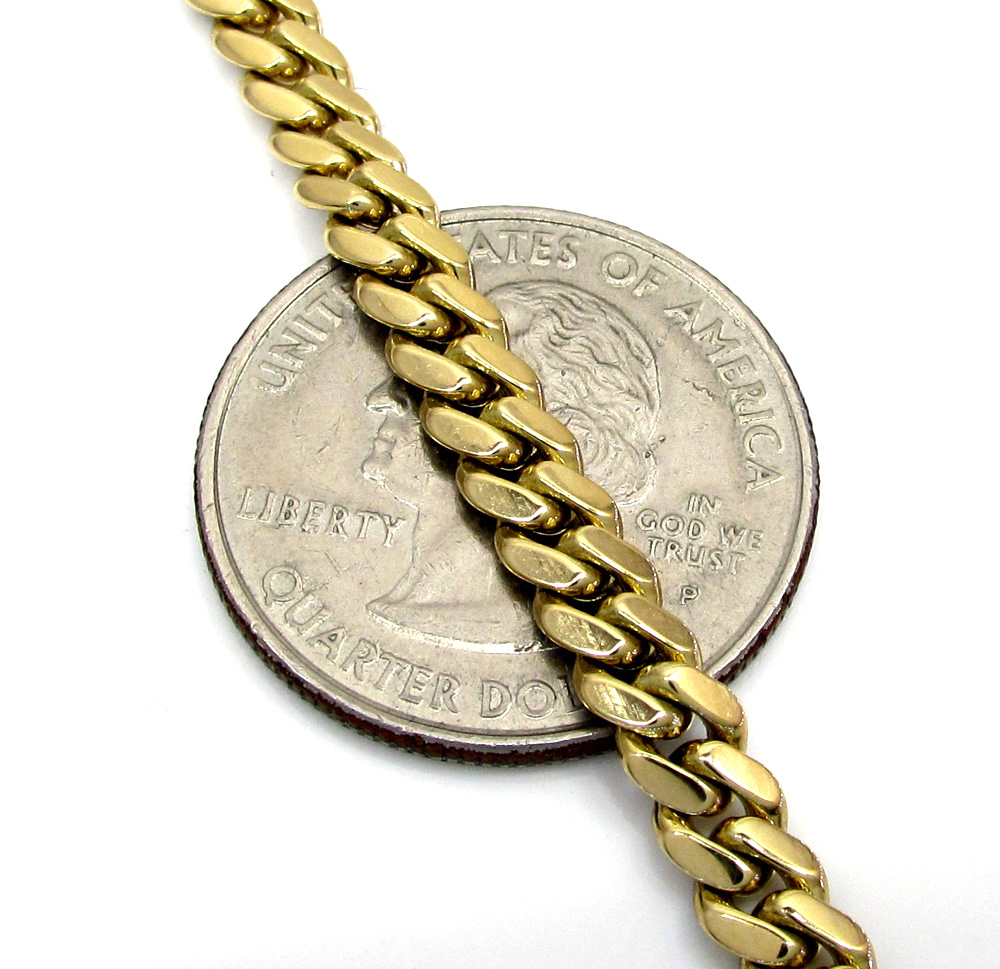 10k solid yellow gold skinny diamond miami chain 24-26 inch 5mm 5.52ct - Image 4