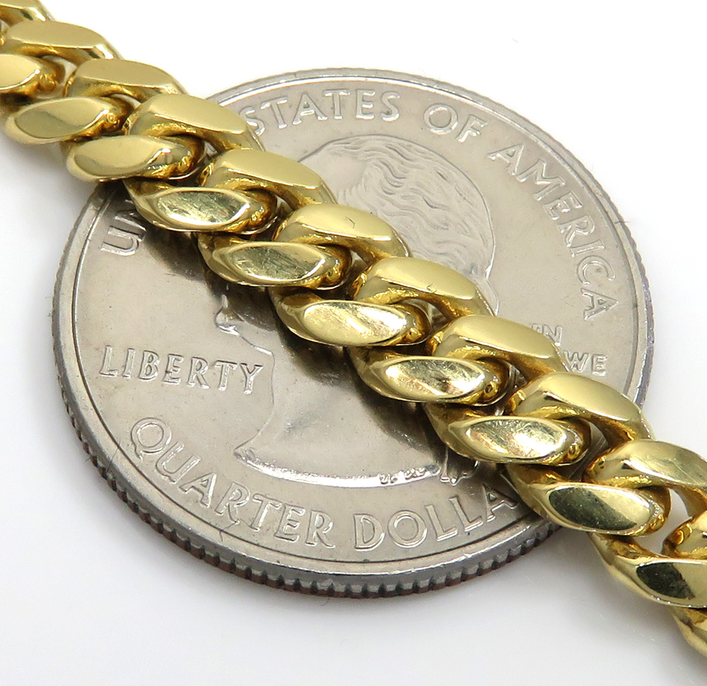 10k solid yellow gold diamond miami chain 20-26 inch 6mm 6.40ct