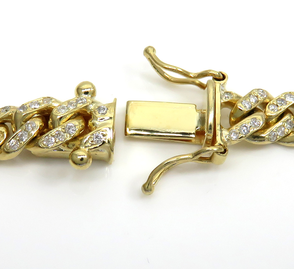 10k solid yellow gold diamond miami chain 20-26 inch 6mm 6.40ct