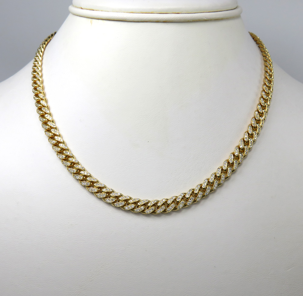 10k solid yellow gold cvd diamond miami chain 20-26 inch 6mm 6.40ct - Image 8